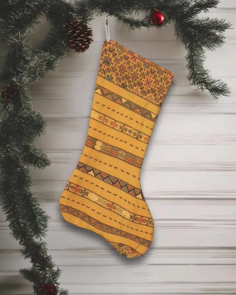 Medias navideñas de algodón marrón con adornos, decoración festiva