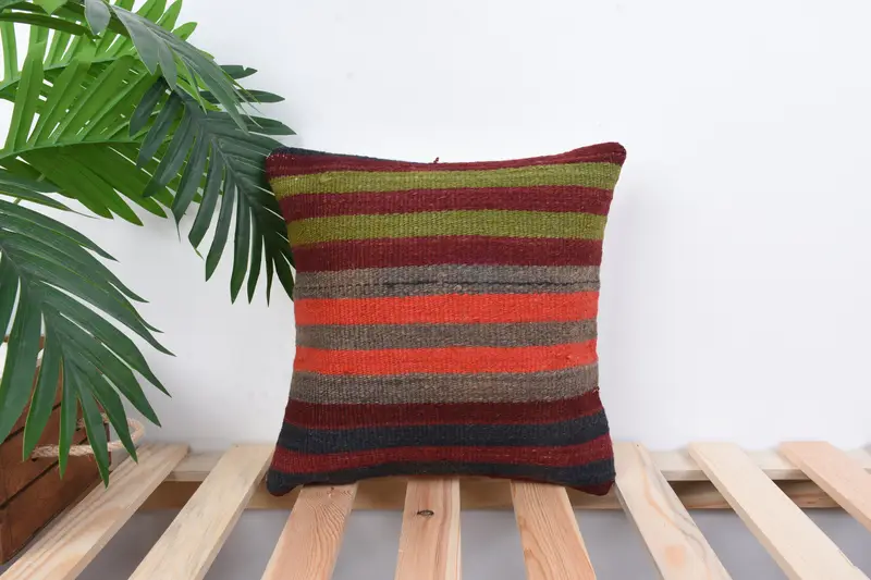 Pillow for Couch, Gift Pillow, Home Decor Pillow, 12x12 Red Pillow, Cushion Case, Muted Cushion, Handwoven Pillow Cover Pillow - 1