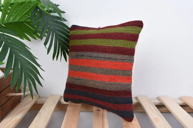 Pillow for Couch, Gift Pillow, Home Decor Pillow, 12x12 Red Pillow, Cushion Case, Muted Cushion, Handwoven Pillow Cover Pillow - 5