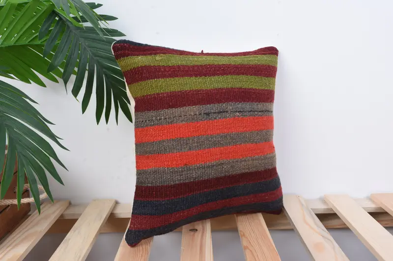 Pillow for Couch, Gift Pillow, Home Decor Pillow, 12x12 Red Pillow, Cushion Case, Muted Cushion, Handwoven Pillow Cover Pillow - 4