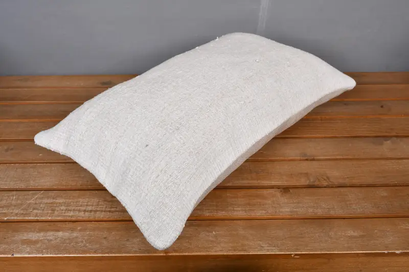 Turkish Rugs Cushion, Antique Pillows, Vintage Pillow, 12x20 Beige Pillow Case, Floor Pillow Case, Turkish Pillow, Cushion Cover - 2