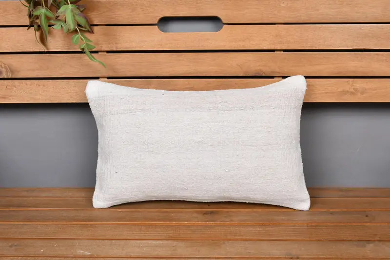 Turkish Rugs Cushion, Antique Pillows, Vintage Pillow, 12x20 Beige Pillow Case, Floor Pillow Case, Turkish Pillow, Cushion Cover - 6