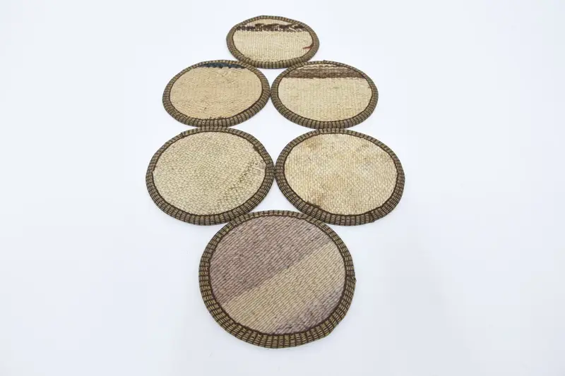 Bohemian Beige & Brown Round Coaster, Tribal Table Coaster