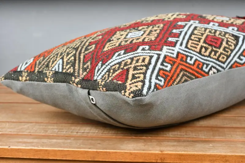 Natural Pillow Cover, 12x20 Red Pillow Sham, Boho Pillow, Ethnic Pillow Cover Cushion Cover, Antique Pillows, Turkish Pillow, Pillow Sham - 4