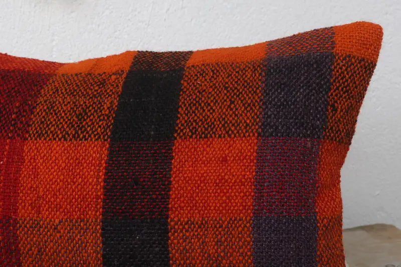 Toss Cushion, 12x20 Orange Cushion Cover, Pillow Cover, Bright Cushion Cover, Turkish Kilim Pillow, Interior Designer Pillow, Kilim Pillow Cover - 5