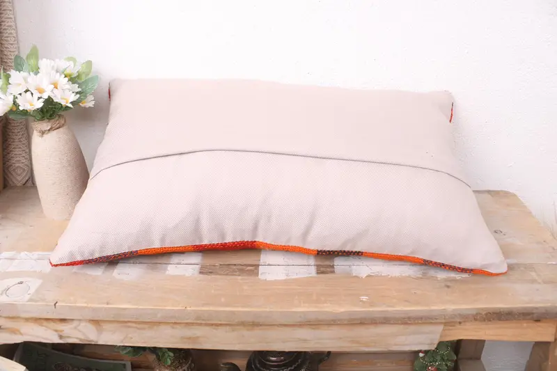 Toss Cushion, 12x20 Orange Cushion Cover, Pillow Cover, Bright Cushion Cover, Turkish Kilim Pillow, Interior Designer Pillow, Kilim Pillow Cover - 7