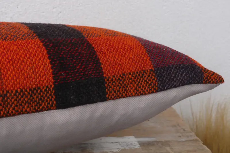 Toss Cushion, 12x20 Orange Cushion Cover, Pillow Cover, Bright Cushion Cover, Turkish Kilim Pillow, Interior Designer Pillow, Kilim Pillow Cover - 6