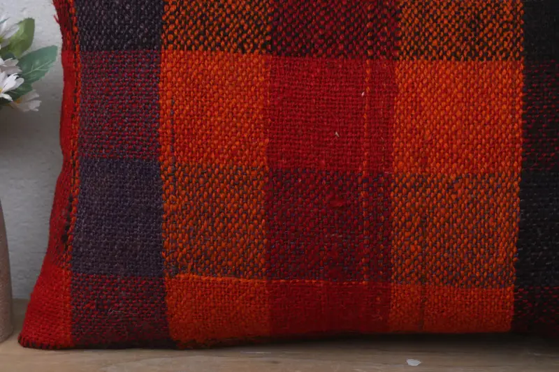 Toss Cushion, 12x20 Orange Cushion Cover, Pillow Cover, Bright Cushion Cover, Turkish Kilim Pillow, Interior Designer Pillow, Kilim Pillow Cover - 3