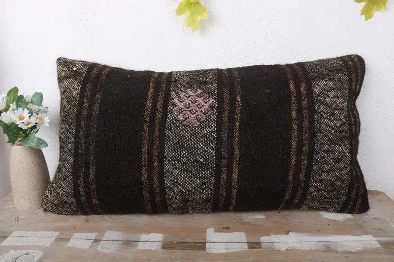 Kissenbedeckung, 12x24 braunes Kissen, Kilimteppichkissen, Muster -Wurfkissen -Gehäuse, Innenarchitektin Kissen, Kilimkissenschein, Kilimkissen - 2