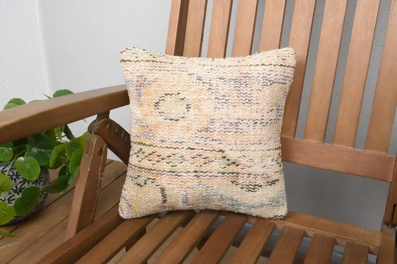 Vintage Antique Cushion Case, Small Square 30x30 cm Orange Pillow Sham - 1
