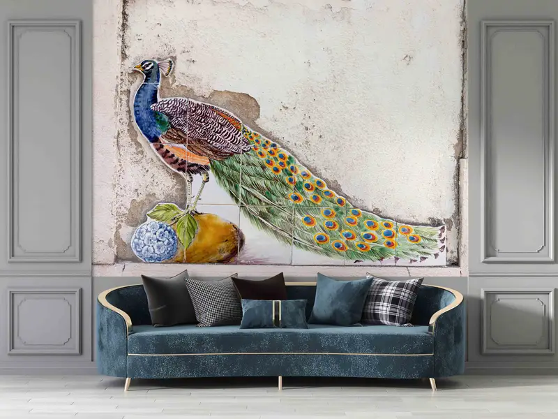 Wallpaper Mural Art, Animal Digital Paper, Peacock Paper Craft, 3d Effect Wallpaper, Peacock Mosaic Wallpaper, Personalized Wallpaper, - 8