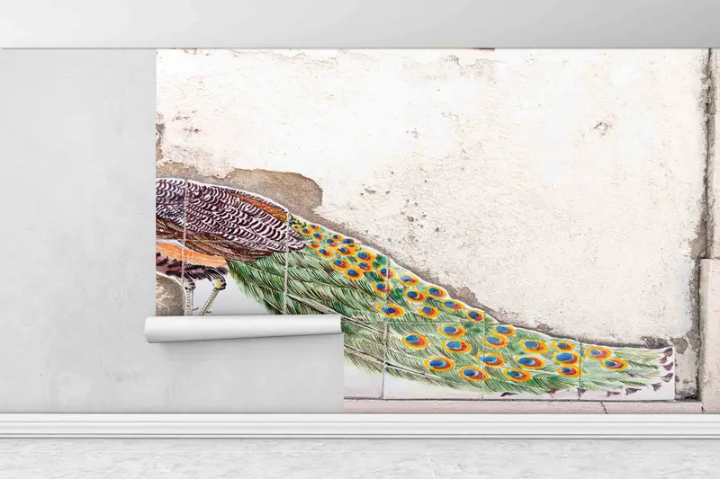 Wallpaper Mural Art, Animal Digital Paper, Peacock Paper Craft, 3d Effect Wallpaper, Peacock Mosaic Wallpaper, Personalized Wallpaper, - 6