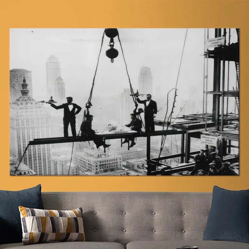 Waldorf Astoria Construction, Waldorf Astoria Art, New York City Wall Decor, USA Wall Decor, Office Wall Decor, Black and White, Canvas Art, - 2