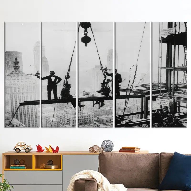 Waldorf Astoria Construction, Waldorf Astoria Art, New York City Wall Decor, USA Wall Decor, Office Wall Decor, Black and White, Canvas Art, - 5