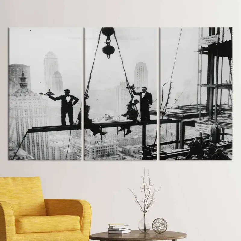 Waldorf Astoria Construction, Waldorf Astoria Art, New York City Wall Decor, USA Wall Decor, Office Wall Decor, Black and White, Canvas Art, - 4