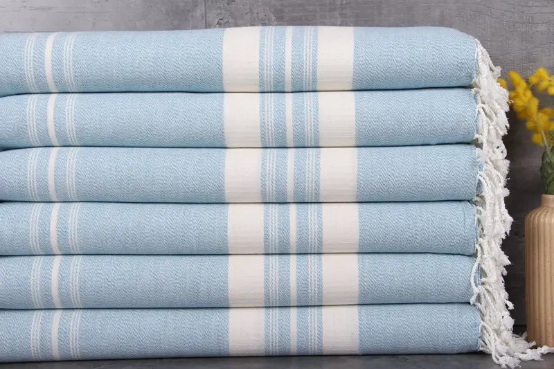 Personalized Turkish Towel, Bath Towel, Turquoise Stripes, 38x60 Inches