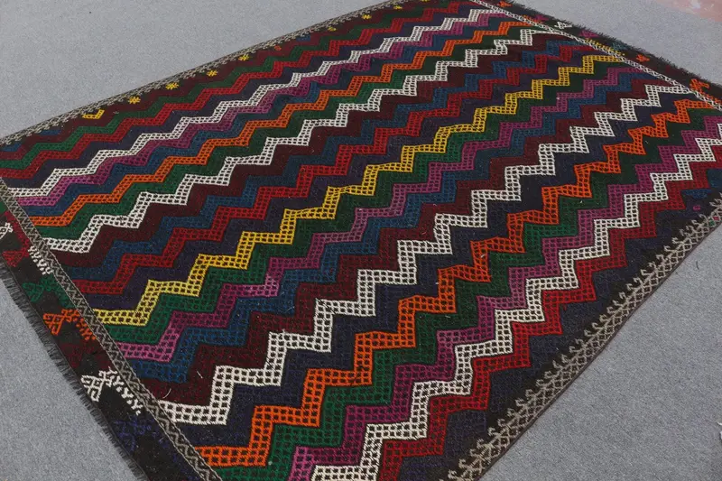 Türk Büyük Halı 6.8x8.8 ft (208x269 cm), Kilim Kırmızı Ombré Vintage Halı - 1