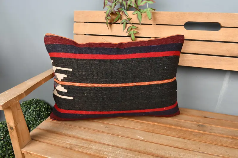 16x24 Brown Cushion, Boho Pillow Sham Cover, Turkish Kilim Pillow, Pillow Cover, Throw Kilim Pillow, Accent Pillow Sham - 1