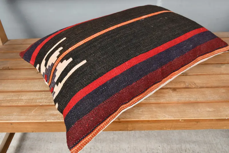 16x24 Brown Cushion, Boho Pillow Sham Cover, Turkish Kilim Pillow, Pillow Cover, Throw Kilim Pillow, Accent Pillow Sham - 2