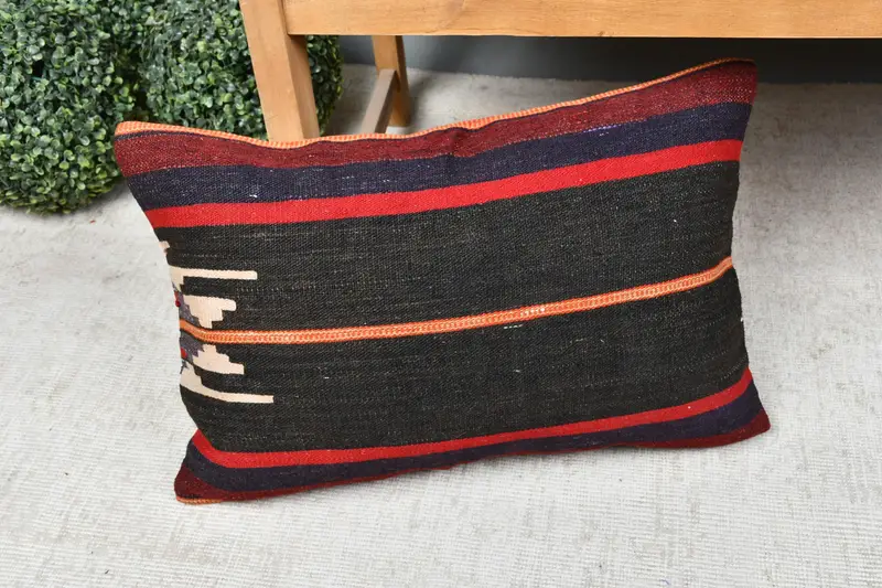 16x24 Brown Cushion, Boho Pillow Sham Cover, Turkish Kilim Pillow, Pillow Cover, Throw Kilim Pillow, Accent Pillow Sham - 7