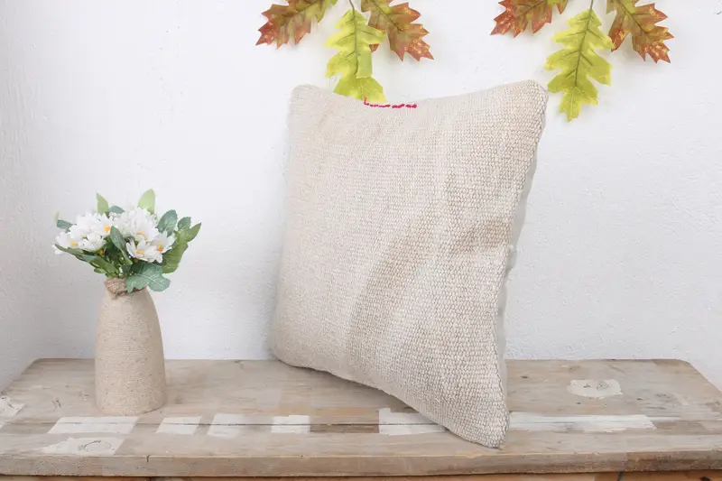 Kilim Cushion Sham, 14x14 White Pillow, Gift Pillow, Pillow, Vintage Kilim Pillow Cushion, Pillow for Sofa, Natural Cushion Cover - 4