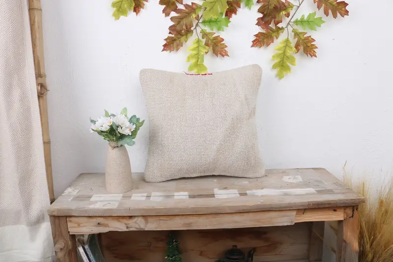 Kilim Cushion Sham, 14x14 White Pillow, Gift Pillow, Pillow, Vintage Kilim Pillow Cushion, Pillow for Sofa, Natural Cushion Cover - 1