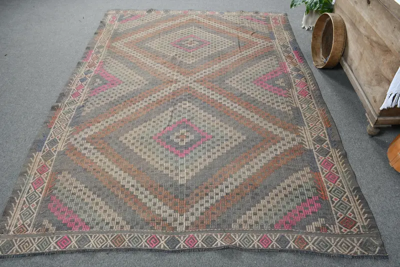 Alfombra Patchwork Gris y Naranja 1,8x2,5m Decoración Elegante