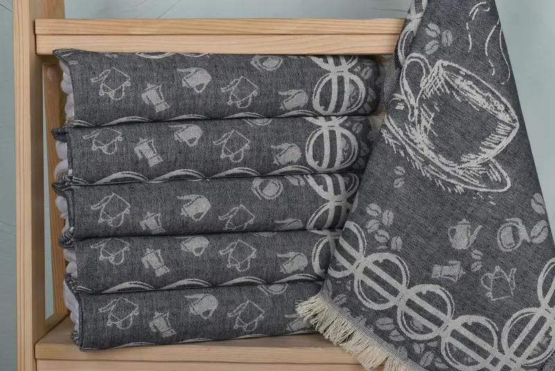 Monogram Hand Towel, Wedding Gift, First Wedding Anniversary Gift, Christmas Hand Towel, Bathroom Towels, 28x20 Cotton Coffee Patterned Towel - 3