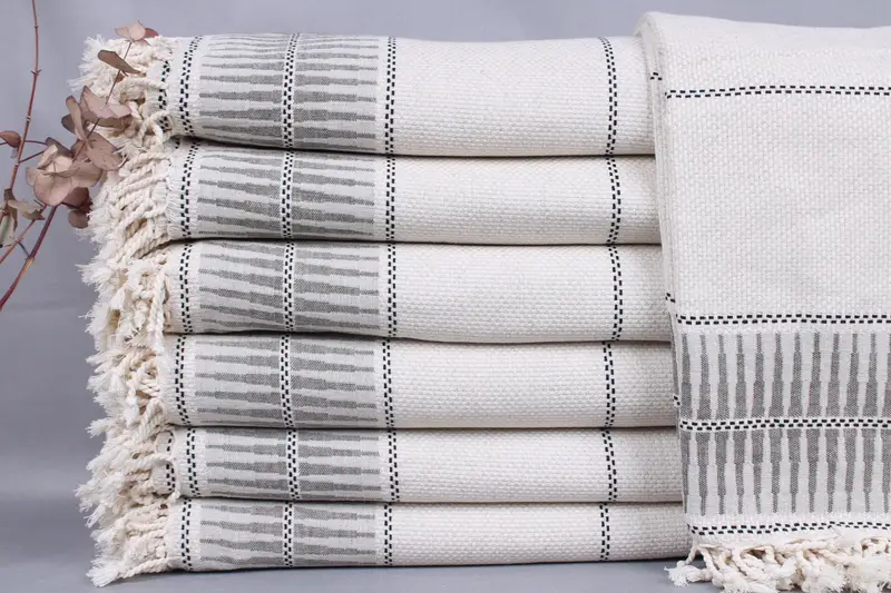 Home Decor Khaki Green Striped Blanket, 91x103 Inches