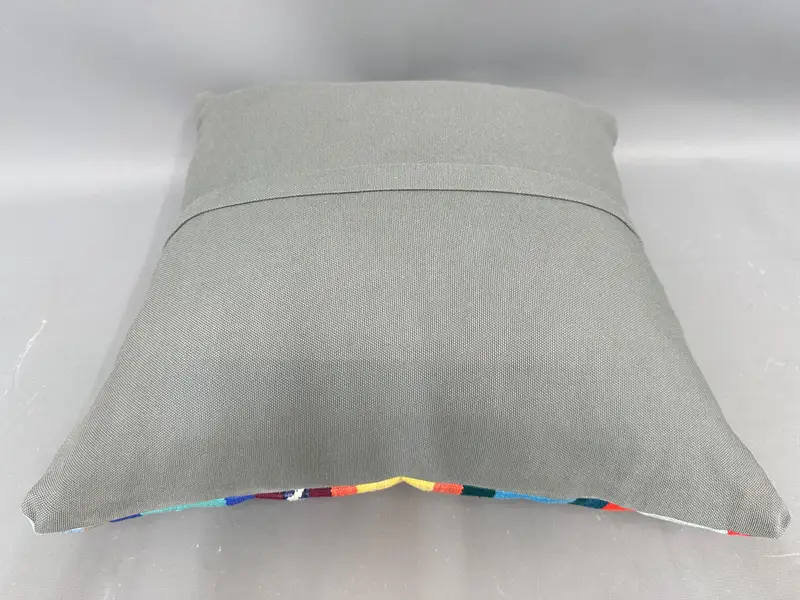 Boho Pillow, Turkish Kilim Pillow, Handmade Kilim Cushion, 20x20 Blue Cushion, Outdoor Bolster Pillow Cover, Cushion Cover - 7