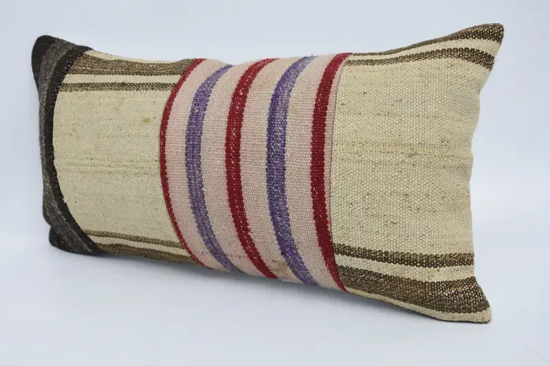Tribal Pillow Case, Pillow Sham, Pillow for Couch, 12x24 Beige Cushion, Bohemian Cushion Pillow Cover, Vintage Kilim Pillow, Boho Pillow Sham Cover - 4