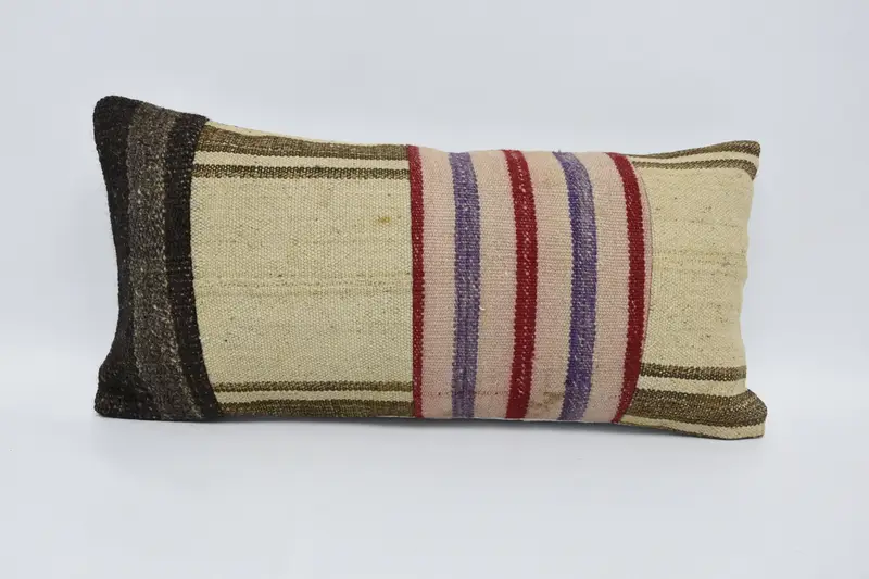 Tribal Pillow Case, Pillow Sham, Pillow for Couch, 12x24 Beige Cushion, Bohemian Cushion Pillow Cover, Vintage Kilim Pillow, Boho Pillow Sham Cover - 1