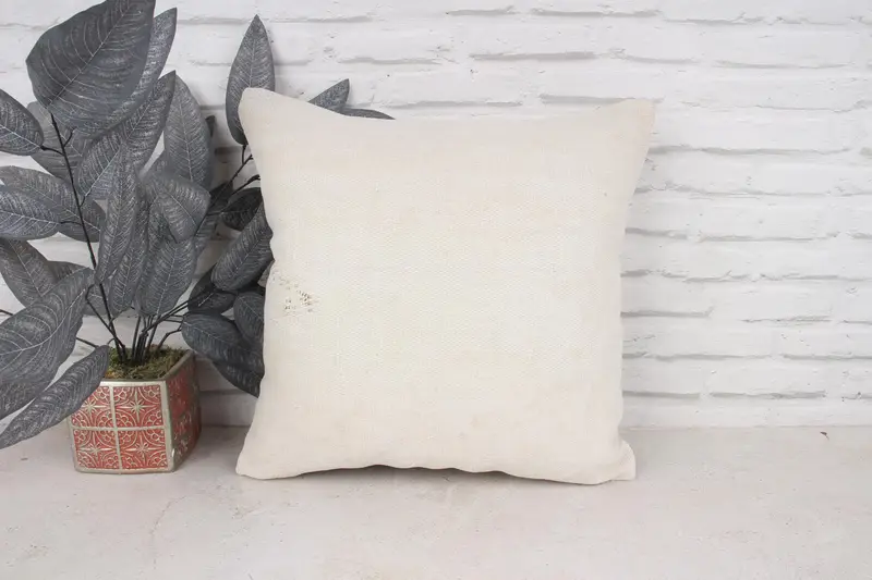 Home Decor Pillow, Cushion, Designer Throw Pillow Cover, 18x18 White Pillow Cover, Pattern Throw Cushion, Turkish Kilim Pillow, Antique Pillows - 1