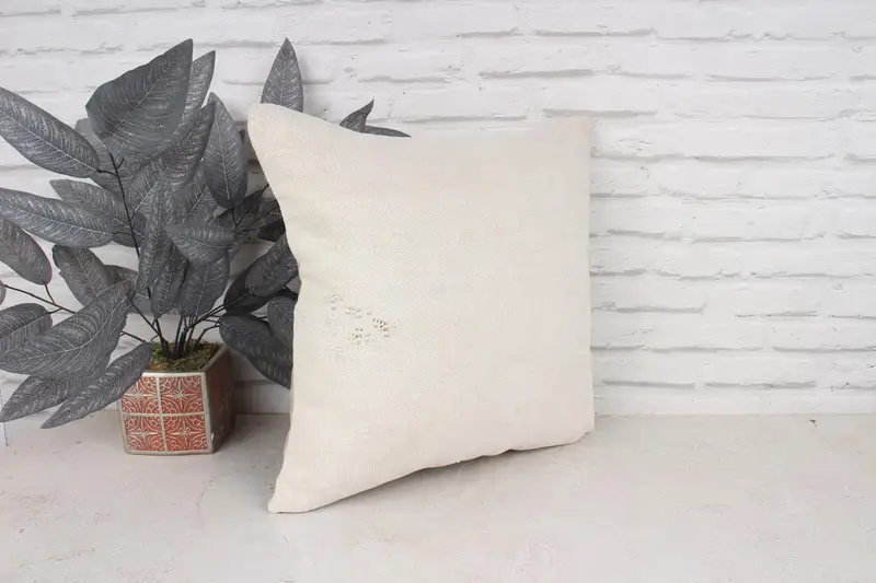 Home Decor Pillow, Cushion, Designer Throw Pillow Cover, 18x18 White Pillow Cover, Pattern Throw Cushion, Turkish Kilim Pillow, Antique Pillows - 3