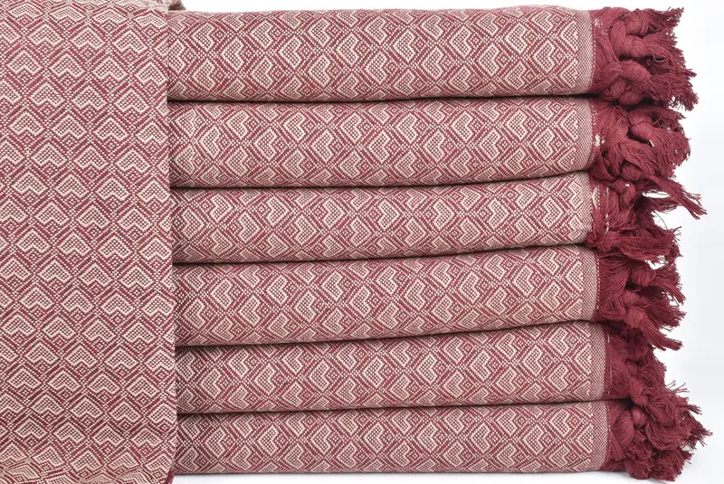 88x76 Cotton Heart Design  Towel, Custom Shower Curtain, Wedding Gift Ideas, Wedding Favors, Custom Blanket, Woven Throw Blanket, Turkish Tablecloth - 1