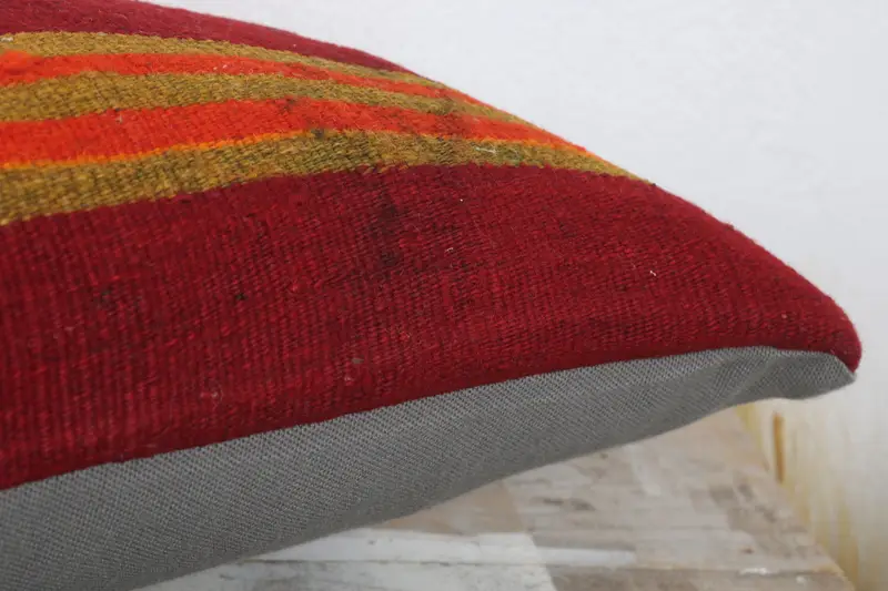 12x20 Red Cushion Cover, Pillow for Couch, Handmade Cushion Case, Home Decor Pillow, Cushion Case, Car Pillow Case, Ethnical Kilim Rug Pillow - 6