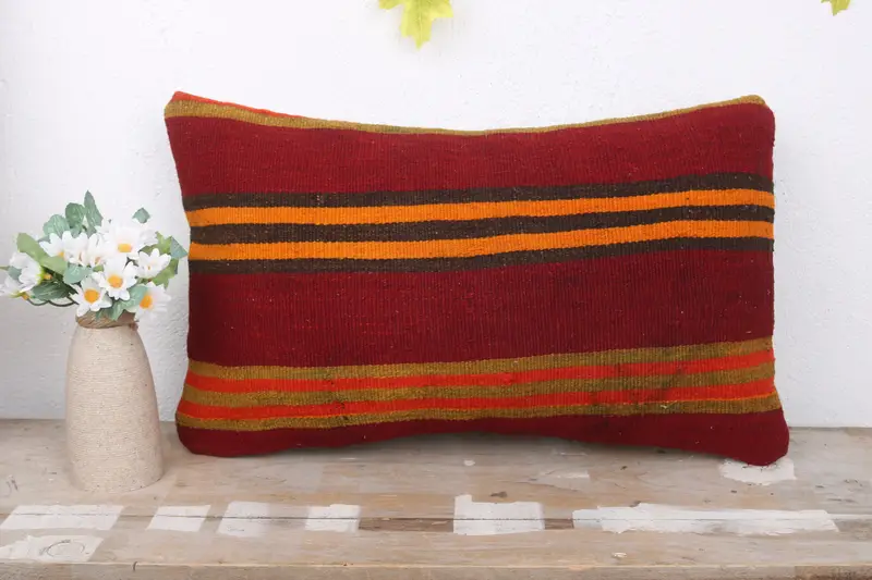 12x20 Red Cushion Cover, Pillow for Couch, Handmade Cushion Case, Home Decor Pillow, Cushion Case, Car Pillow Case, Ethnical Kilim Rug Pillow - 2