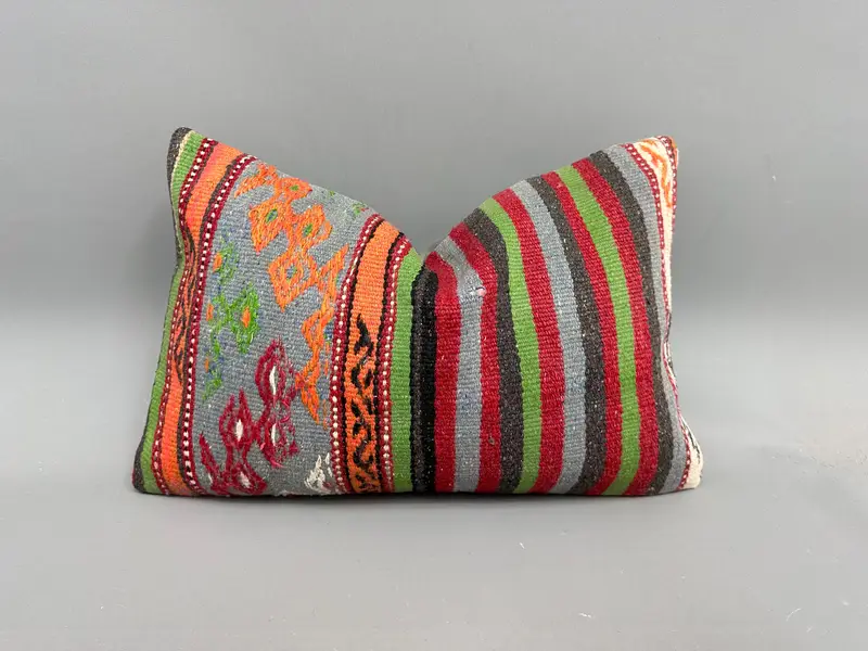 Nautical Throw Pillow, 12x20 Orange Pillow Cover, Kilim Pillow, Cushion Case, Handmade Pillow Cover, Pillow for Couch, Home Decor Pillow - 1