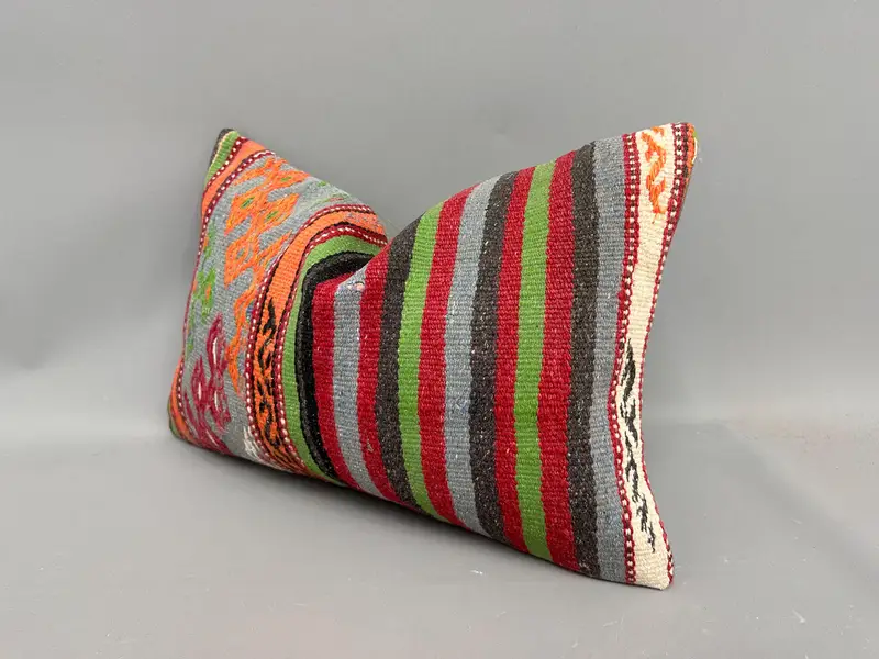 Nautical Throw Pillow, 12x20 Orange Pillow Cover, Kilim Pillow, Cushion Case, Handmade Pillow Cover, Pillow for Couch, Home Decor Pillow - 3