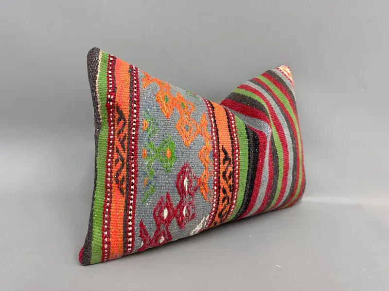Nautical Throw Pillow, 12x20 Orange Pillow Cover, Kilim Pillow, Cushion Case, Handmade Pillow Cover, Pillow for Couch, Home Decor Pillow - 2