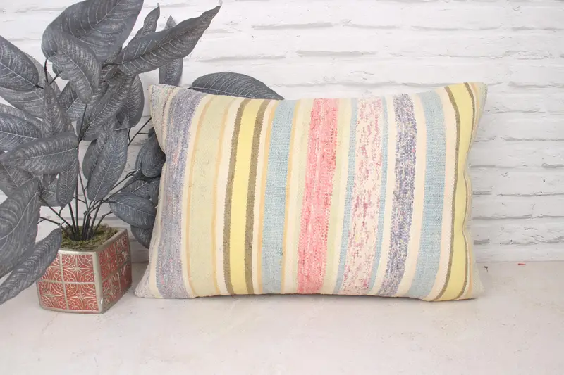 Pillow for Sofa, Antique Pillows, 16x24 White Pillow Cover, Gift Pillow, Handmade Rug Seat Pillow, Authentic Pillow Sham, Cushion Case - 1