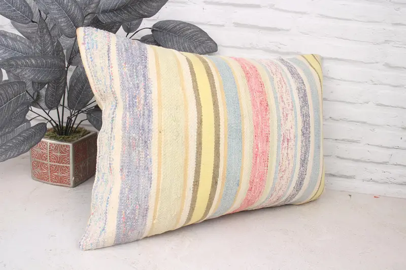 Pillow for Sofa, Antique Pillows, 16x24 White Pillow Cover, Gift Pillow, Handmade Rug Seat Pillow, Authentic Pillow Sham, Cushion Case - 3