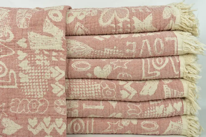 Wedding Gift For Bride, Custom Wedding Gifts, 98x76 Cotton Love Design Towel, Monogram Blanket, Turkish Tablecloth, Bridal Shower Gift - 2
