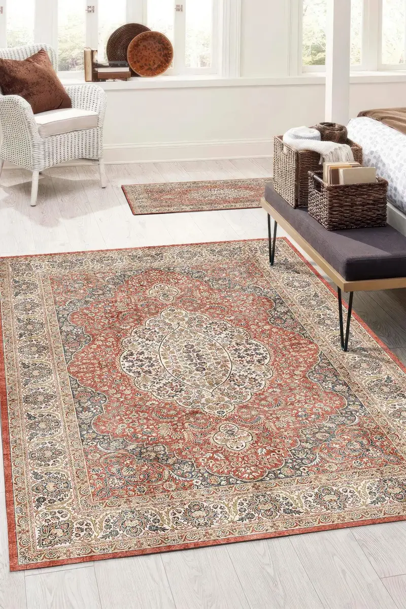 エレガントなTılsım Kadifeプリントラグ：モダンなデザインと快適さ