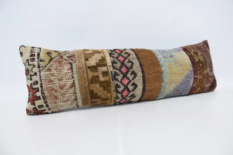 12x36茶色の枕カバー、枕の偽、装飾クッションケース、パステル枕、キリム枕、手作りのキリムクッション、ヴィンテージキリム枕 - 3