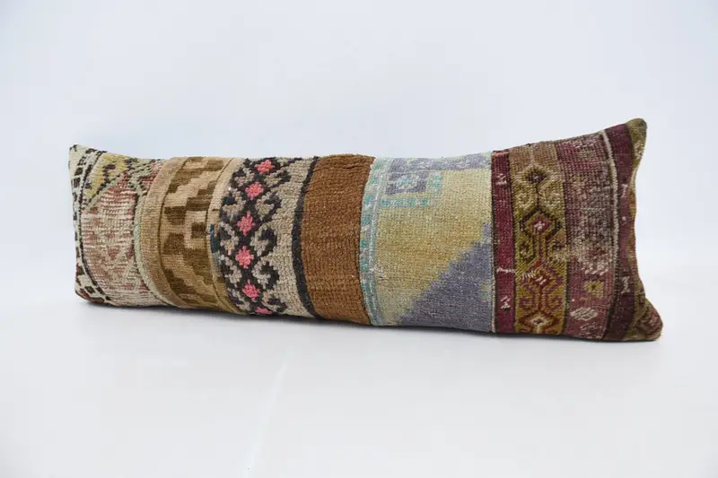 12x36茶色の枕カバー、枕の偽、装飾クッションケース、パステル枕、キリム枕、手作りのキリムクッション、ヴィンテージキリム枕 - 4