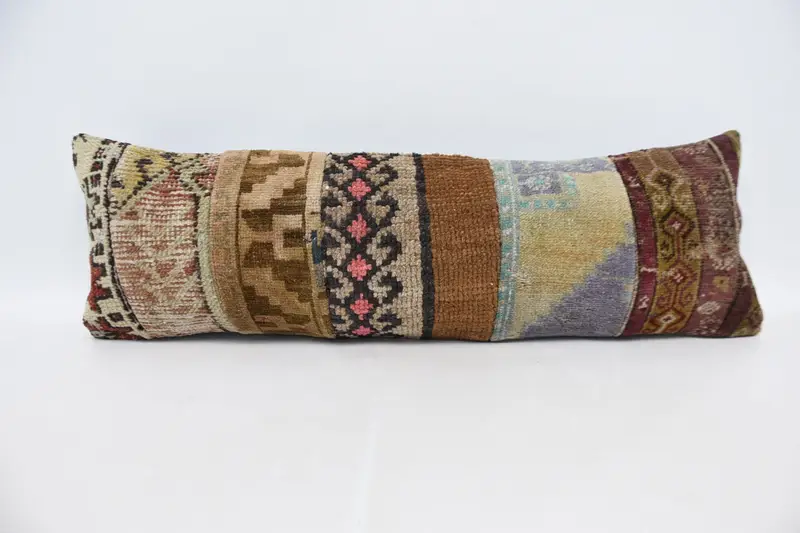 12x36茶色の枕カバー、枕の偽、装飾クッションケース、パステル枕、キリム枕、手作りのキリムクッション、ヴィンテージキリム枕 - 1