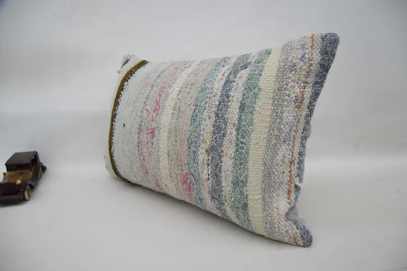 Vintage Kilim Pillow, Pillow, 16x24 Blue Pillow Cover, Pillow for Couch, Seat Pillow Case, Interior Designer Pillow, Oriental Pillow Case - 5