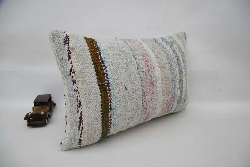 Vintage Kilim Pillow, Pillow, 16x24 Blue Pillow Cover, Pillow for Couch, Seat Pillow Case, Interior Designer Pillow, Oriental Pillow Case - 3