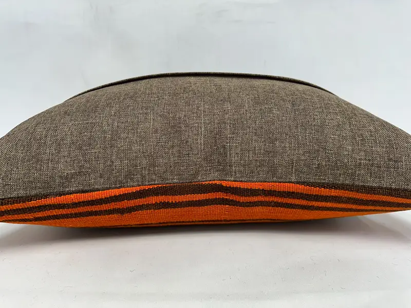 Ethnical Kilim Rug Pillow, Throw Kilim Pillow, 20x28 Orange Cushion, Pillow Sham, Handwoven Pillow Cover Pillow, Handmade Kilim Cushion - 7